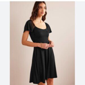 Boden Square Neck Jersey Mini Dress Black